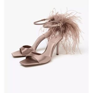 NWT ZARA Faux Feather Heels